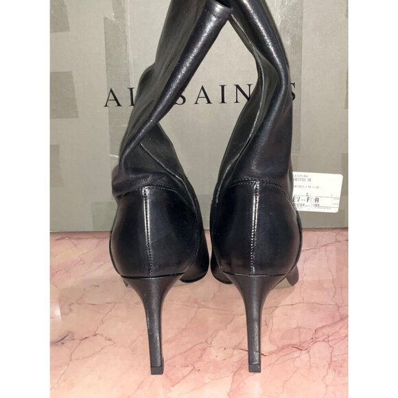 Allsaints Orlana Pointed Toe High Heel Slouch Boots in Black 6 with Box Womens - Picture 9 of 16